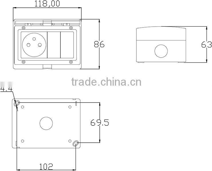 2015 Sale IP55 16A 250V Bathroom Use Waterproof Wall Socket / One-position French Style Socket