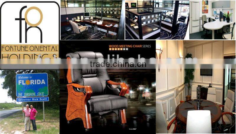 high end leather top court desk for 3 people FOH-Y05B