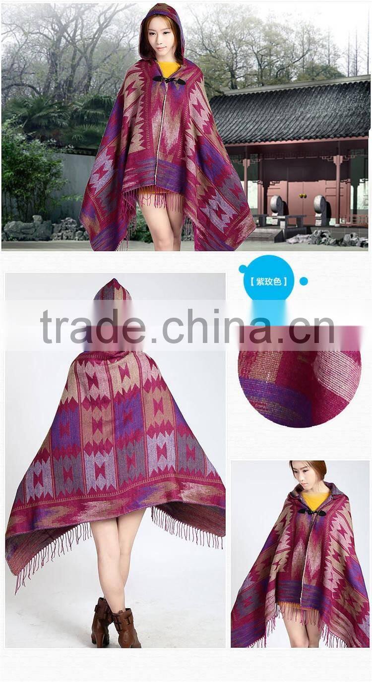 2016 The Latest Popular Acrylic Winter Lady Warm Poncho Shawl Scarf