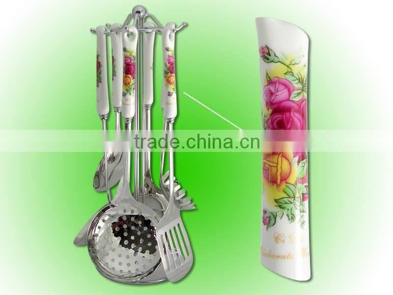 Hot selling with ceramic handle kitchenware set