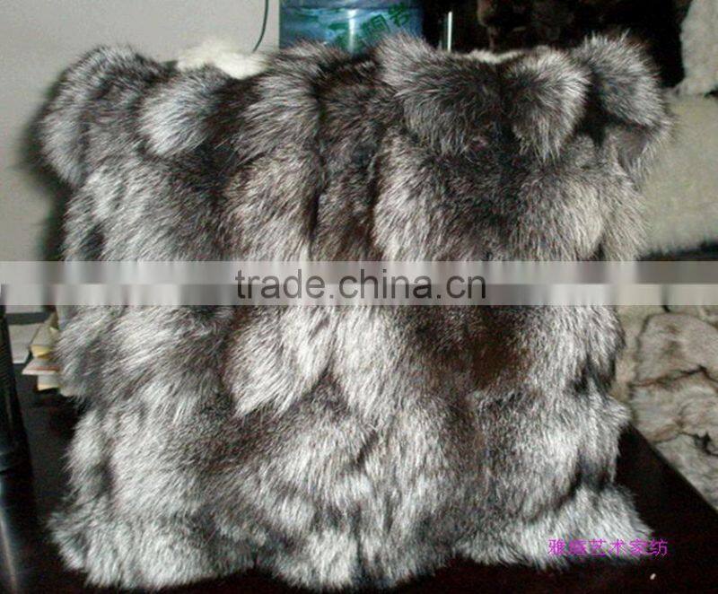 Fantastic Design Customized Silver Fox Fur Pillow Case Fancy Fox Head Fur Pillows/2016 Fashion Luxurious Real Fox Fur