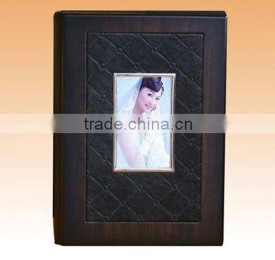 wholesale latest black wooden wedding photo album cover design