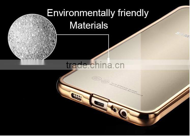Clear Hard Back TPU gold electroplating Bumper Case Cover For Samsung S7 & S7 Edge