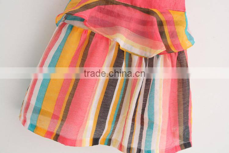 High quality baby girls floral cotton and linen baby girls spaghetti Strap dress