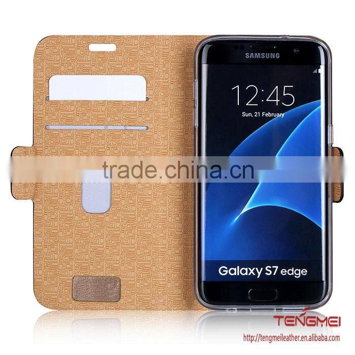 bi-color plaid leather shockproof case for samsung s7 edge