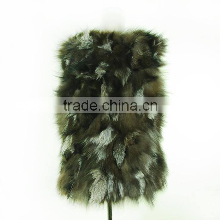women natural silver fox fur vest classic style/real fur vest KZ14011