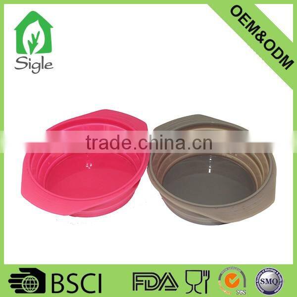Ultra Durable Silicone Expandable Collapsible Foldable Travel Bowl Dish with handle