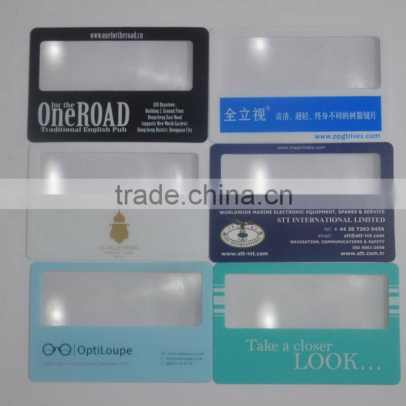 Custom design card size pvc magnifier / pvc business card