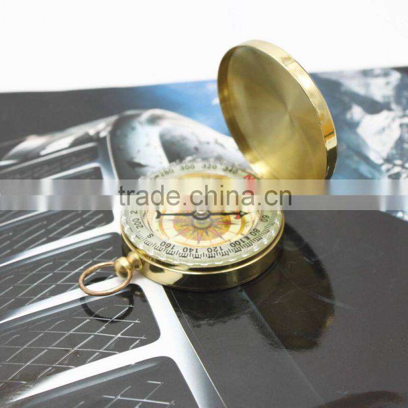 Tranditional Brass Metal Compass Pocket Watch Style Antique Camping Hiking Round