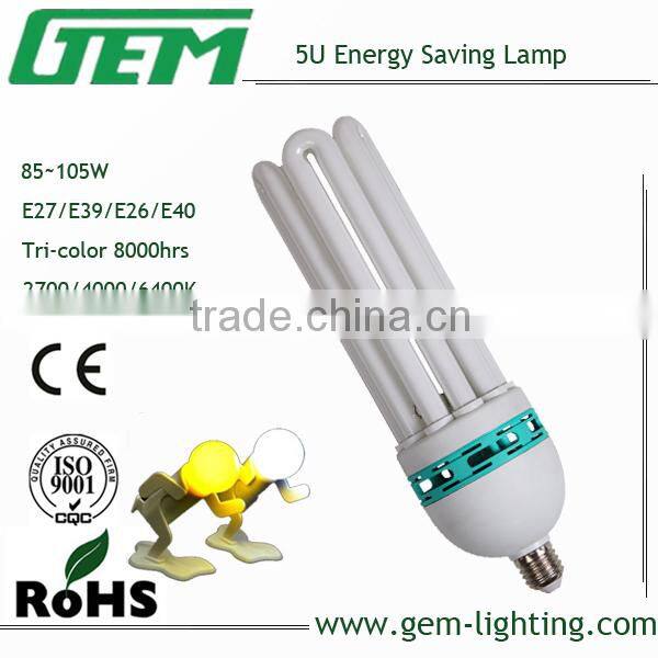 T315w bulb, u shape cfl lamps with E27 lamp base