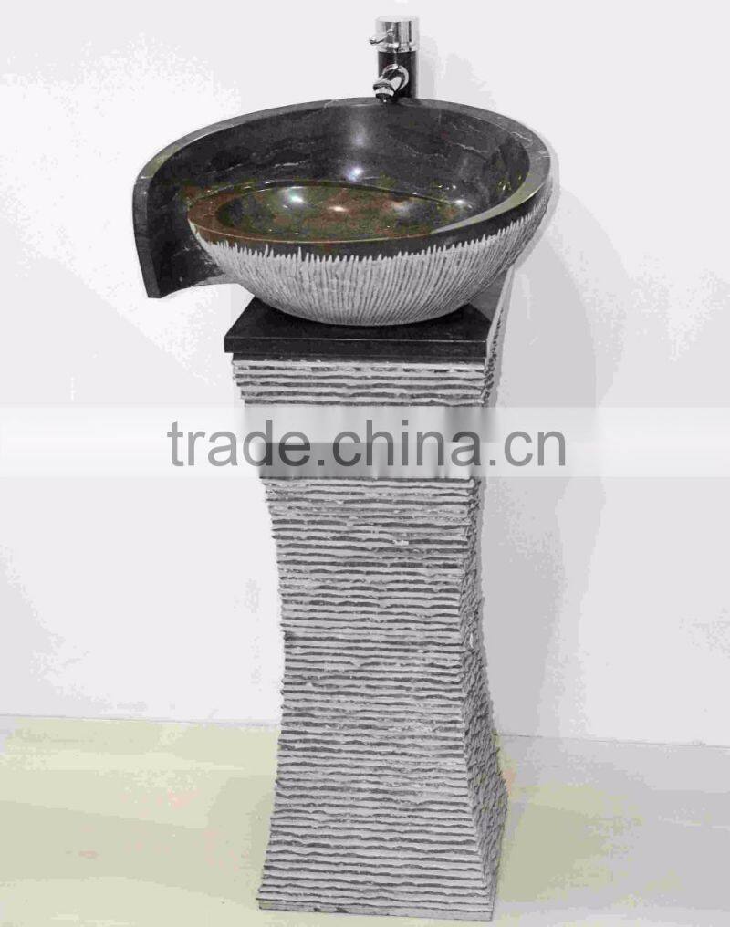 Fashion design natural black marble bathroom sink