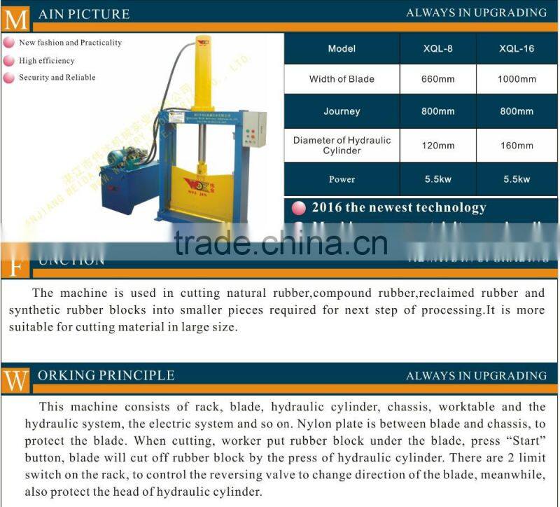 Good price automatic Rubber Sheeting Cutter vertical hydraulic rubber bale cutter