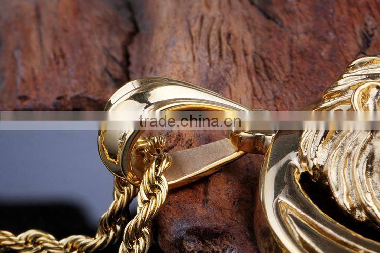 2015 new design high polish animal head gold coin pendant