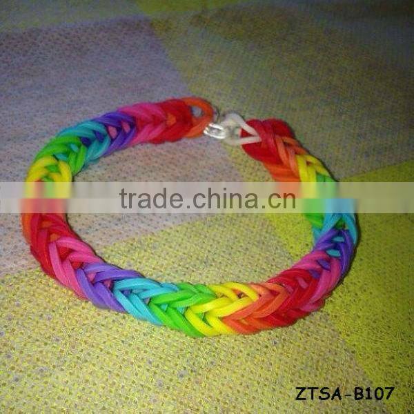 Colorful Braid Loom Rubber Charm Bracelet ZTSA-B113