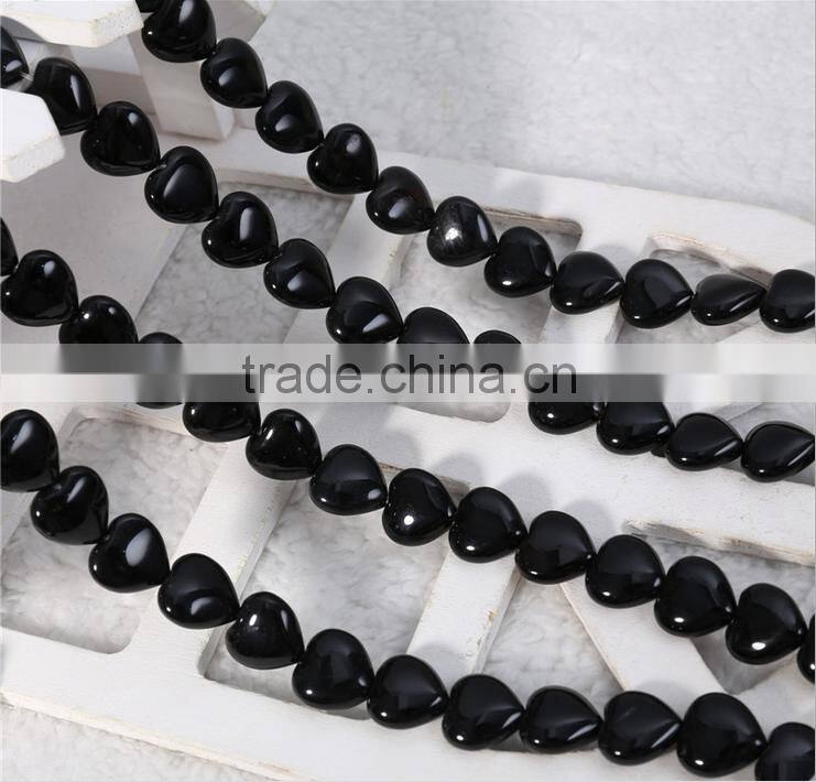 Natural loose heart shape onyx strand size 6 12 14mm wholesale natural agate black gemstone