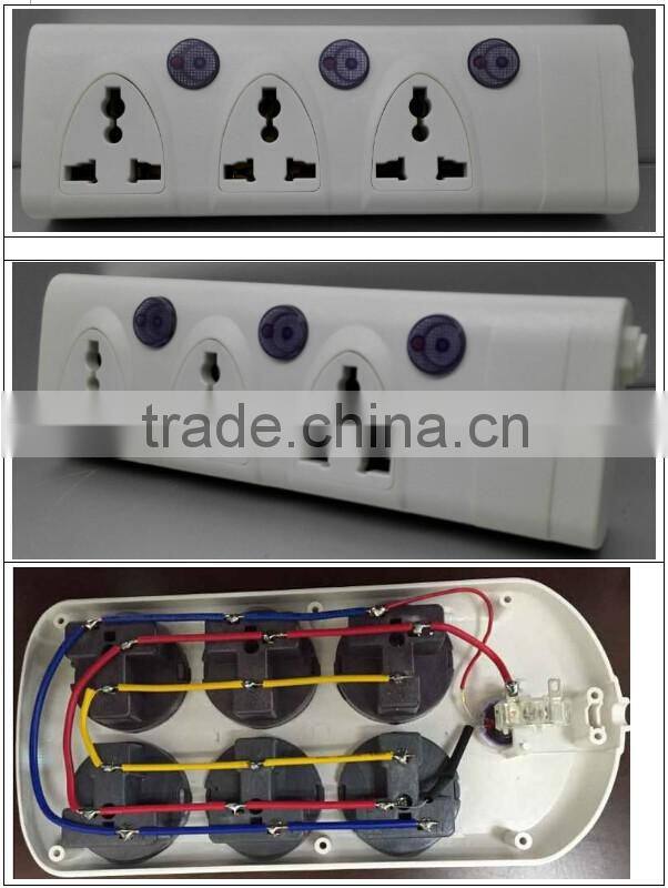 2500w 3 way power strip with individual switch