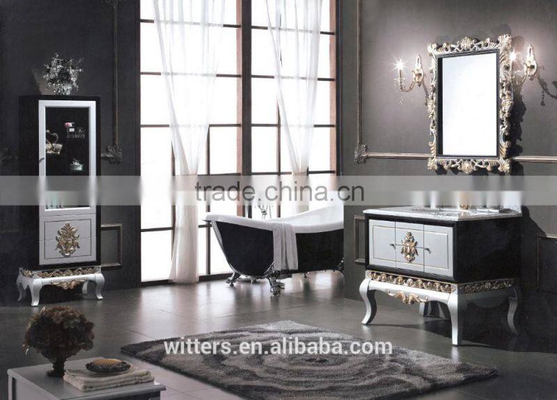 Modern classic bathroom vanity with marble in black with white WTS315