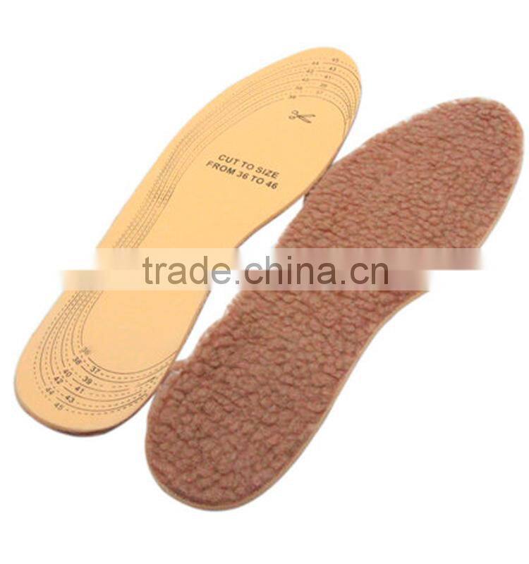 Winter warm latex sheep wool felt insole with cut line