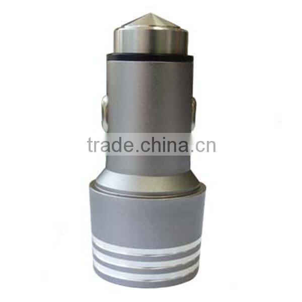 Colorful Stainless Steel Safty Hammer Car Charger With 2 Usb Ports 3.4a