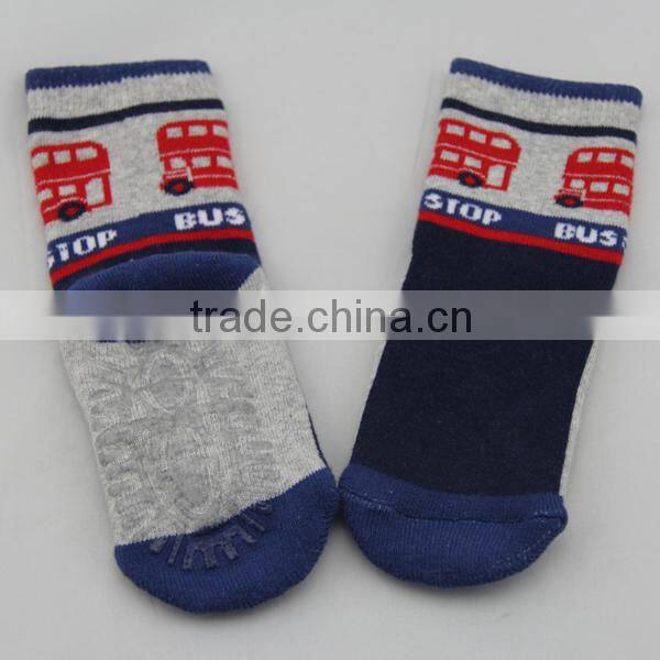 GSBT-18 Bulk custom jacquard tube full terry socks baby socks with silicone sole