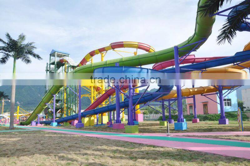 Large fiberglass water park slides kids and adults water playground