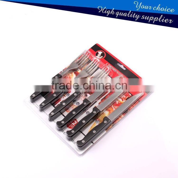 Factory Price Stainless Steel 6PCS Steak Knifves with Plastec Handle Blister card/Gift Box /Color Box