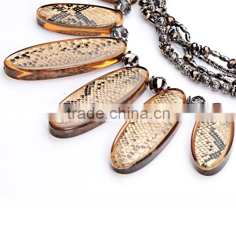 2016 summer latest europe brand snake charm necklace with crystal beads collar jewelry