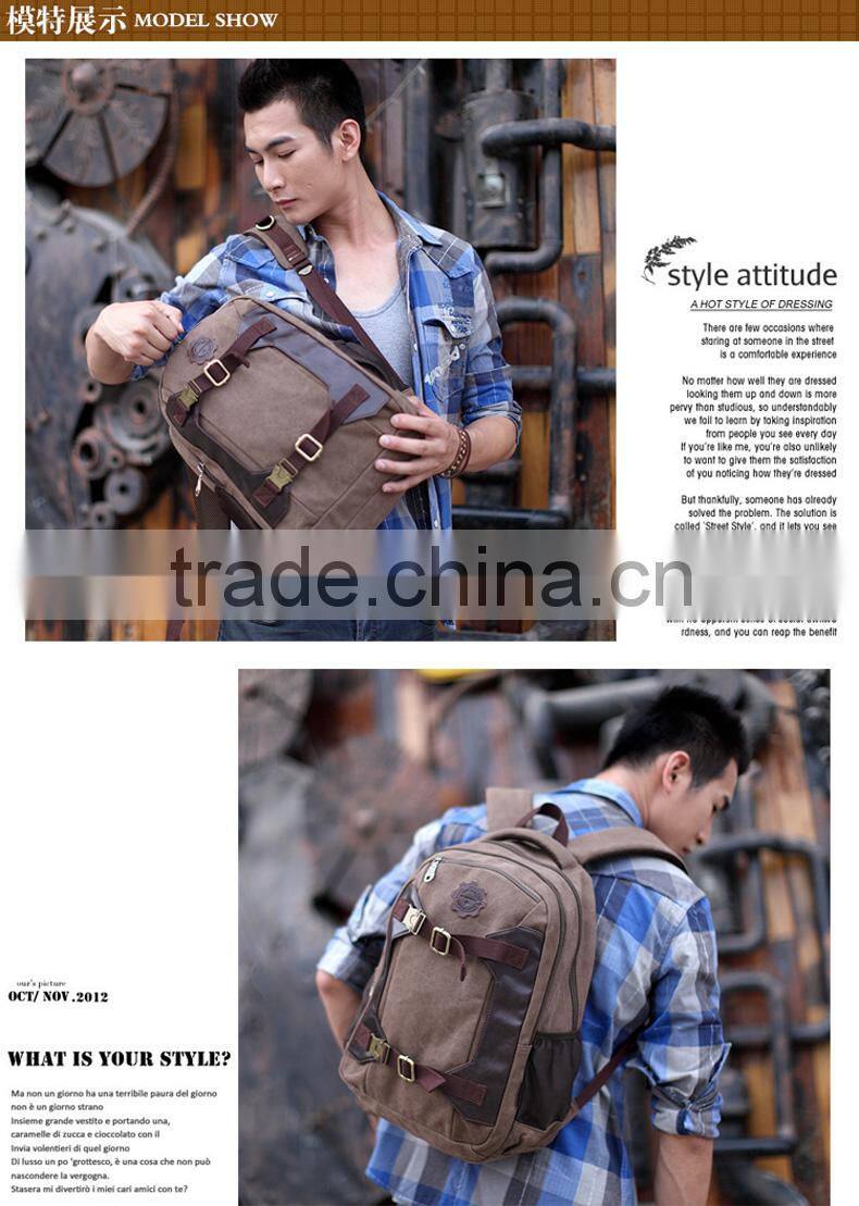 New arrived brown custom canvas backpack laptop bags wholesale for 14inch