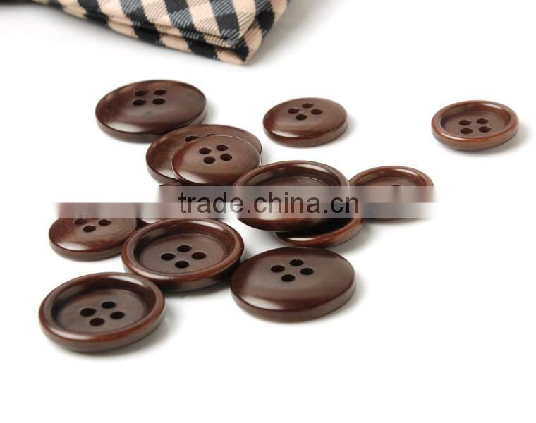 Coffee Brown 4 Holes Natural Corozo Nut Button with Round Rim for Men's Suit