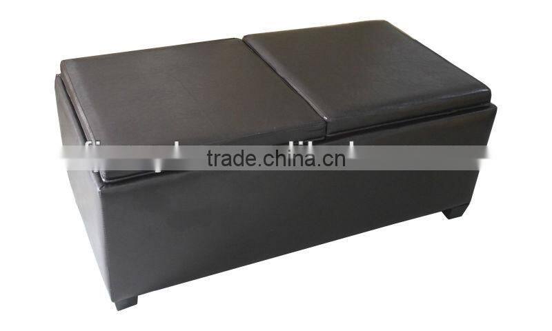 leather double storage ottoman