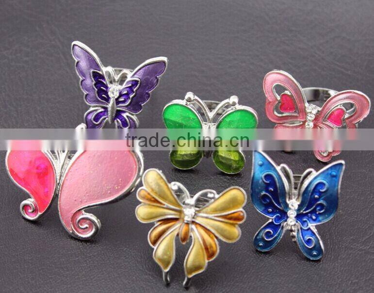 Young lady favorite Drip process alloy varied smart butterfly rings