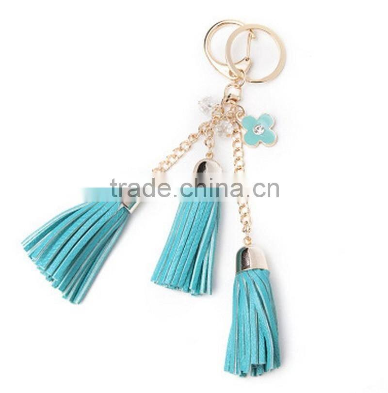 Luxury leather tassel car keychain