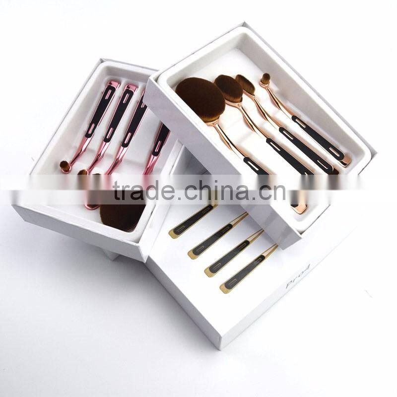 Wholesale New 4pcs toothbrush makeup BB cream foundation rose gold oval make up brushes multi-purpose makeup brush set