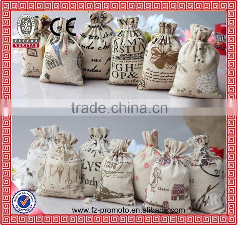 Drawstring Linen Bag 9x12cm Straw Color Drawable Wedding Gift Packaging Christmas Bag