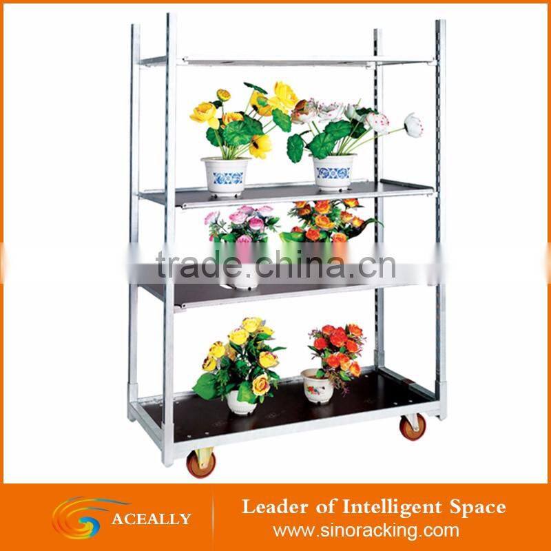cheap aluminum flower plant pot garden display trolley cart stand