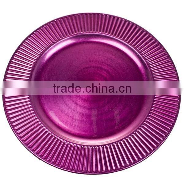 33cm white round sunflower style plastic charger plate