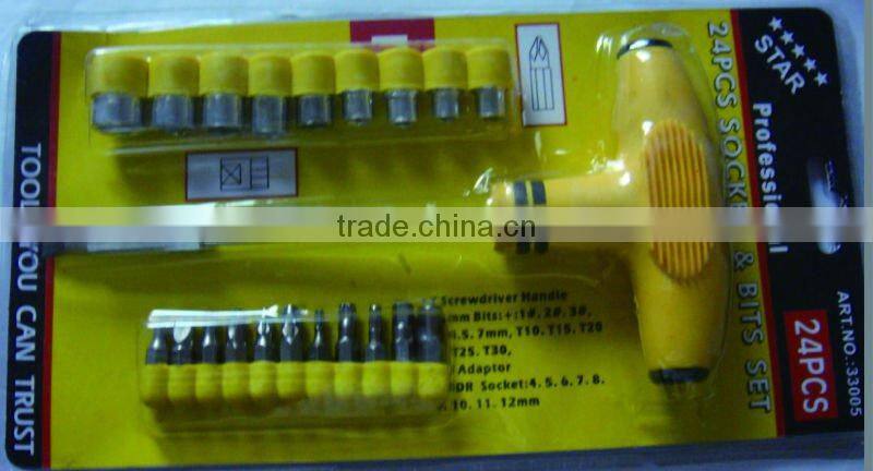 22pcs T-handle socket and bit set