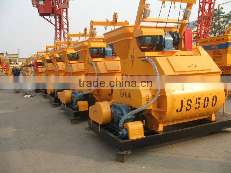 Double horizontal shaft compulsory JS500 concrete mixer (skype:mayjoy46)