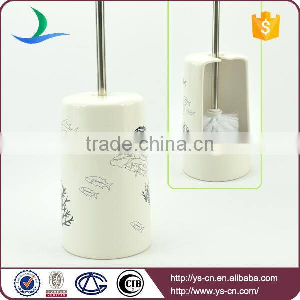 Cylinder Fish Sea-weed Pattern Ceramic Sea Life Bathroom Set