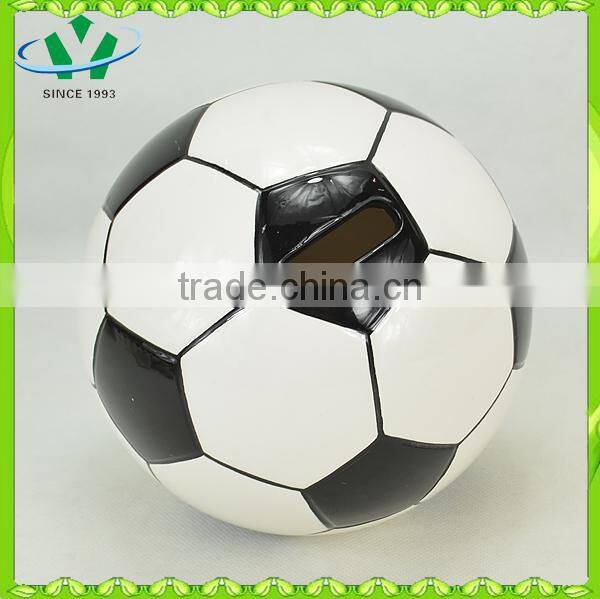 Ceramic coin factory bank with football design
