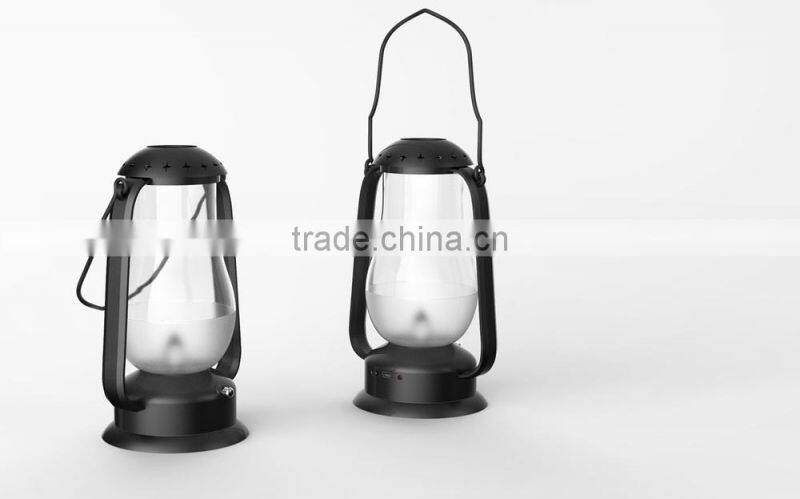 Battery operated black portable blow LED camping light, retro blow LED latern