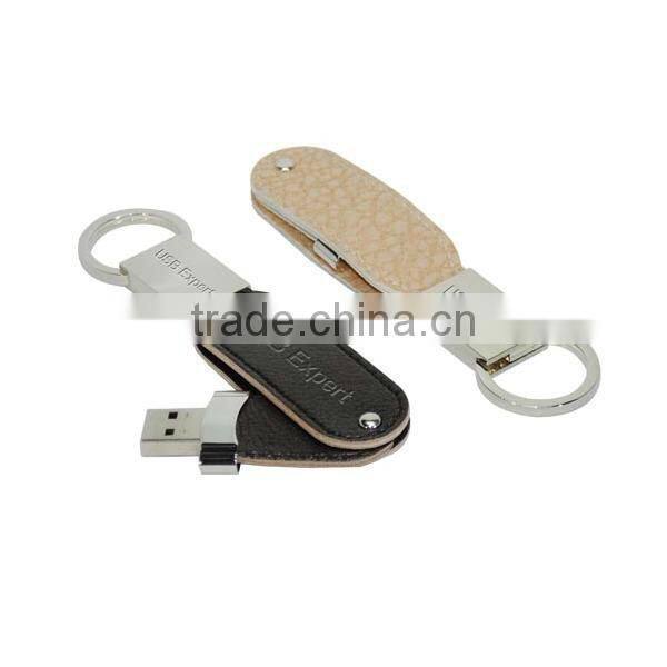 oem popular keychain leather usb flash drive 8gb bluk