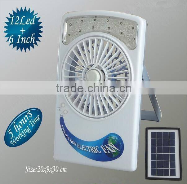 Hot Sale 3 in 1 Multifunction 6 inch Solar Fan Rechargeable Emergency LED Light