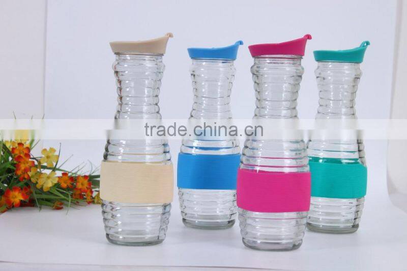 1liter round glass water bottle