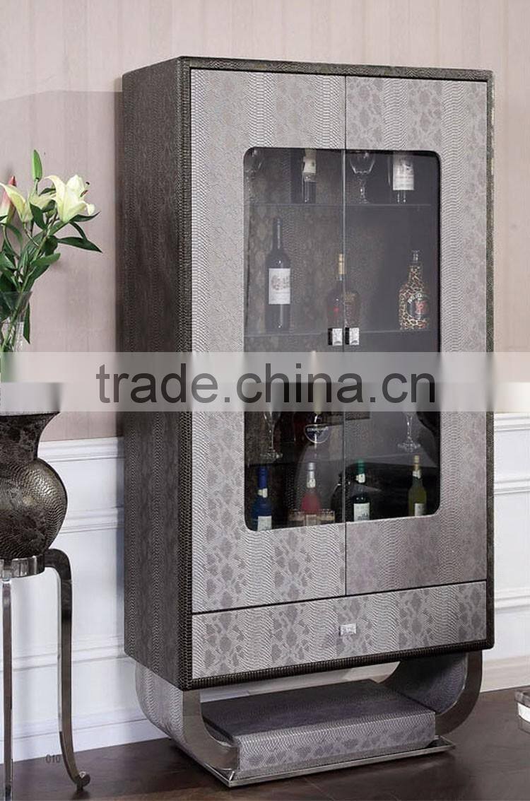 C107 luxury modern bookcase wine display cabinet with tempered glass
