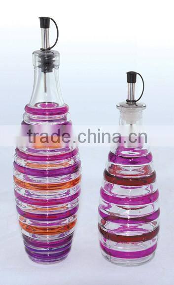 color cheap glass oil vinegar bottles with metal caps