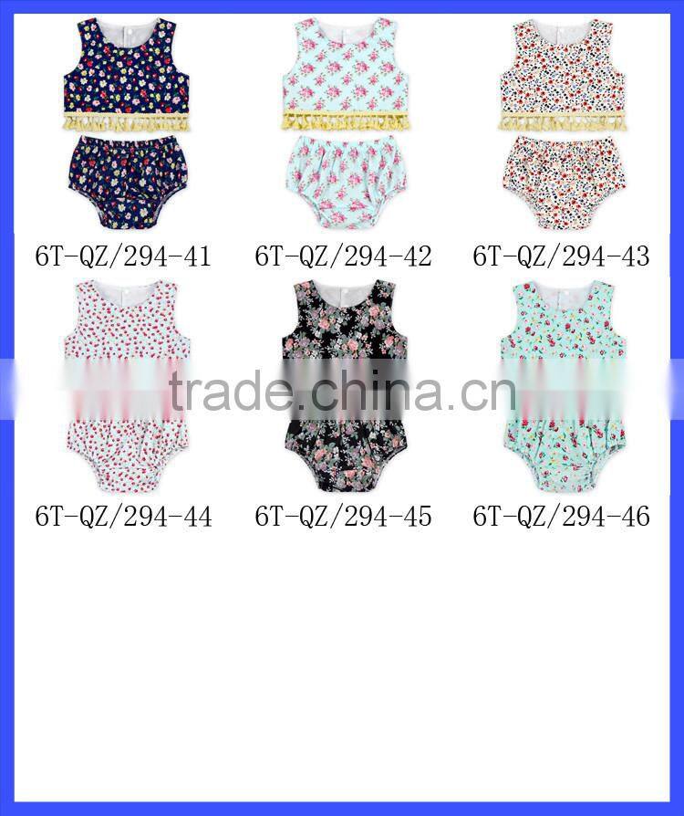 Wholesale 2 Pieces Girls Beaches Clothes Set Floral Tassel Fashion Infant Outfits Baby
