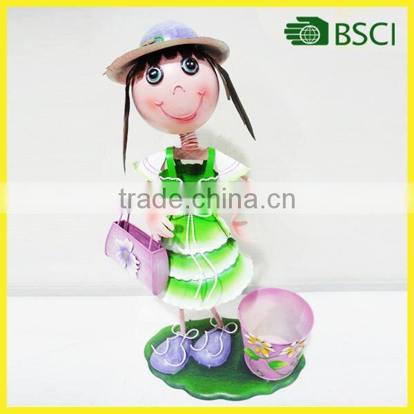Special metal antique flower pot with ladybird for garden decoration