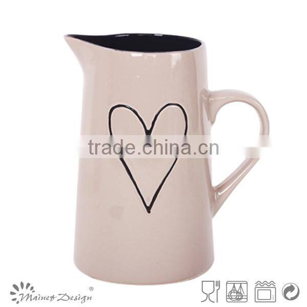 Delicate Emboss Crockery Stoneware Houseware heart pattern Pitcher