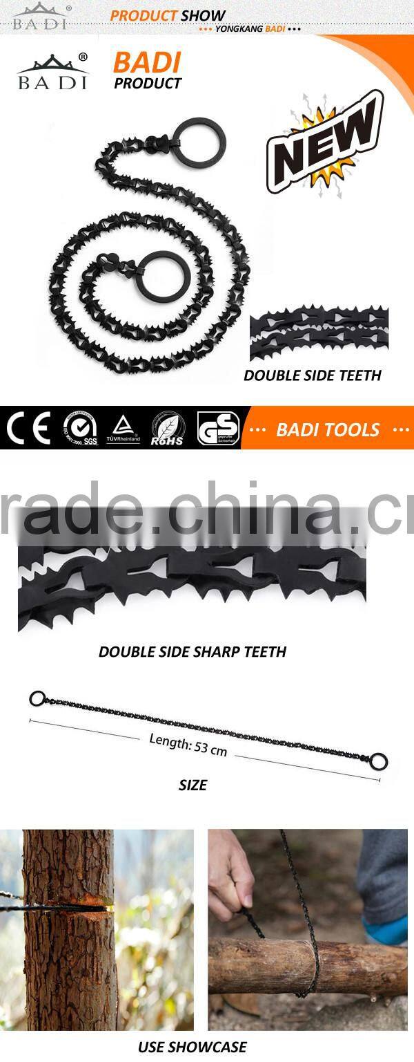outdoor survival sharp teeth gear saw with chain